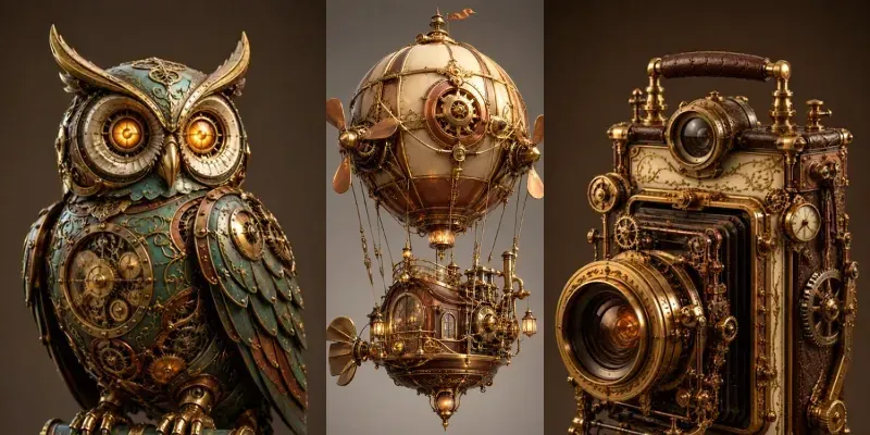 Aesthetic 3D Steampunk Illustrations generated by undefined