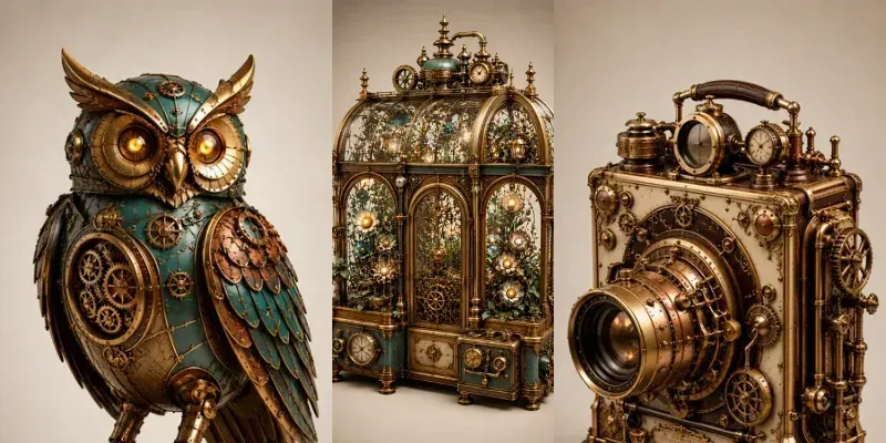 Aesthetic 3d Steampunk Illustrations generated by undefined