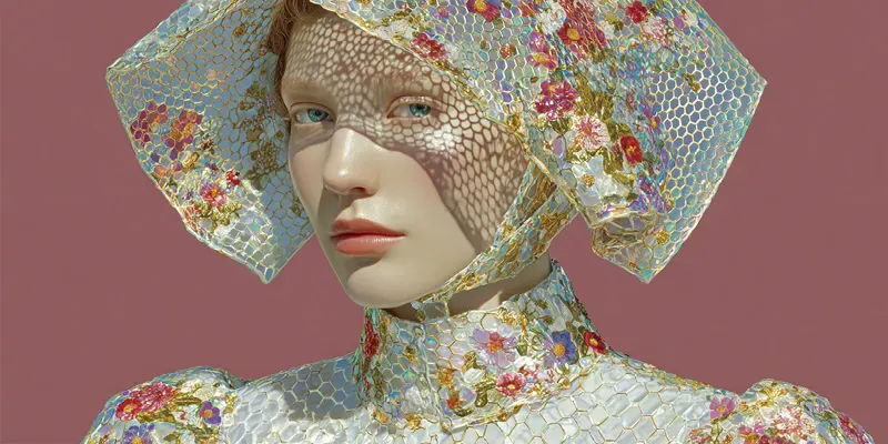 Iridescent Portrait Collage Art generated by undefined