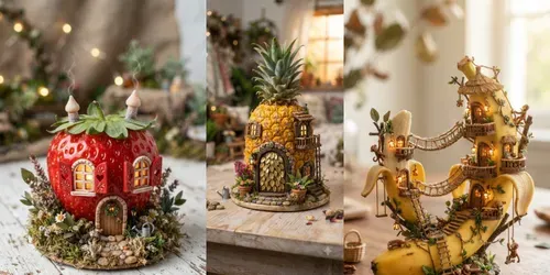 Cute Fruit Veggie Miniature Houses generated by gemini-image