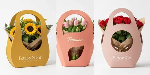 Minimal Flower Packaging Mockups generated by gemini-image