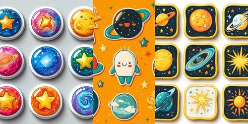 Whimsical Cosmic Sticker Designs generated by midjourney