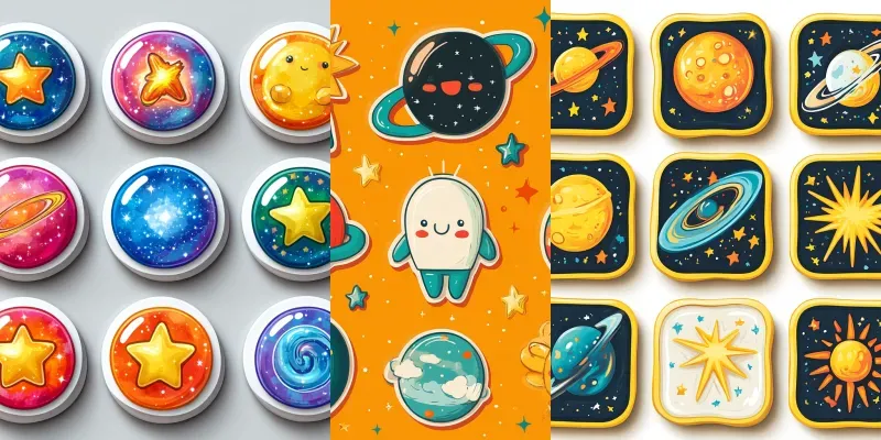 Whimsical Cosmic Sticker Designs generated by undefined
