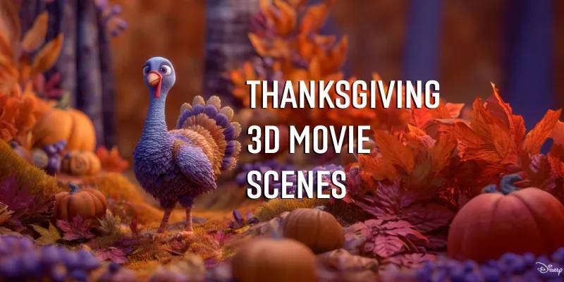 Warm Violet Thanksgiving 3D Movie Scenes generated by undefined
