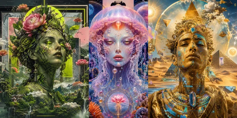 Neon Surreal Collage Portraits generated by undefined