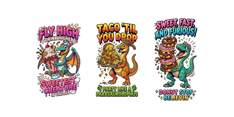 Dinosaur Food Cartoon Sticker Templates generated by undefined