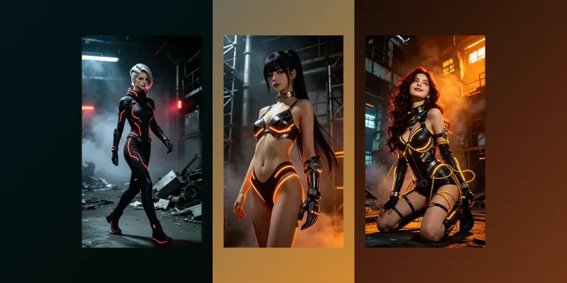 Cyberpunk Neon Women Portraits generated by undefined