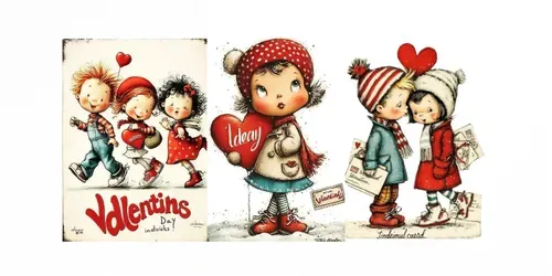 Retro Vintage Valentine Card Clipart generated by midjourney