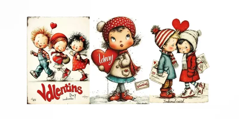 Retro Vintage Valentine Card Clipart generated by undefined