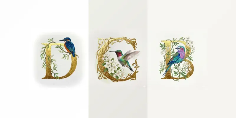 Golden Illuminated Avian Initials generated by undefined