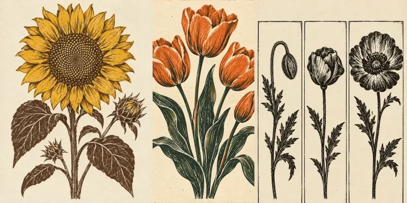 Vintage Linocut Botanical Generator generated by undefined