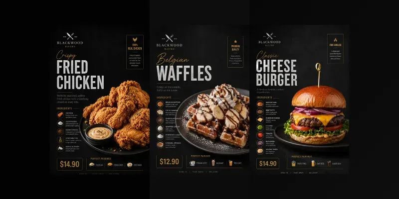 Premium Restaurant Menu Food Posters generated by undefined