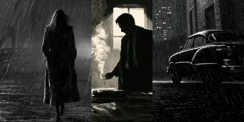 Inked Film Noir Scenes generated by undefined