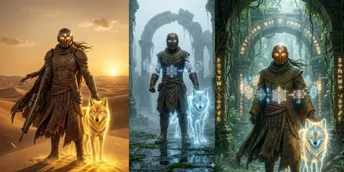Cinematic Wolf Guardian Portraits generated by gemini-image