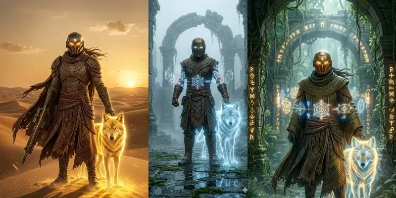 Cinematic Wolf Guardian Portraits generated by undefined