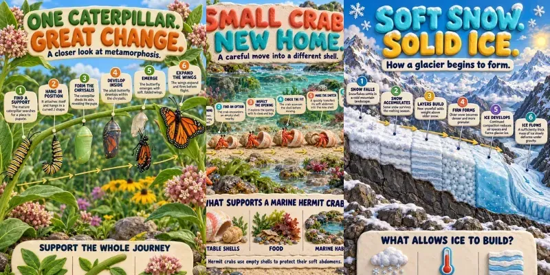 3D Clay Growth Process Infographics