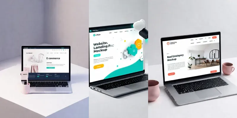 3D Website Landing Page Mockups generated by undefined