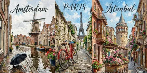 Impasto Cityscape Oil Painting Art generated by gemini-image