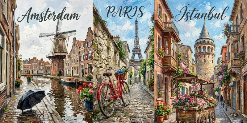 Impasto Cityscape Oil Painting Art generated by undefined