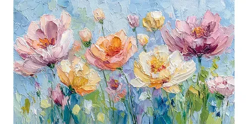 Impressionist Flower Canvas Wall Tv Art generated by midjourney