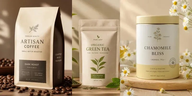 Premium Organic Tea Coffee Packagings generated by undefined