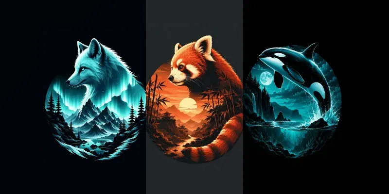 Vector Animal Silhouette T Shirt Designs generated by undefined