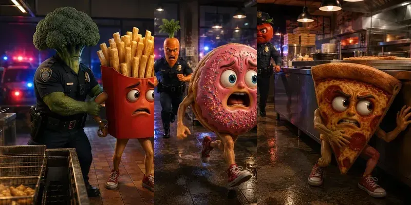 Food Mascot Story Scene Generator generated by undefined