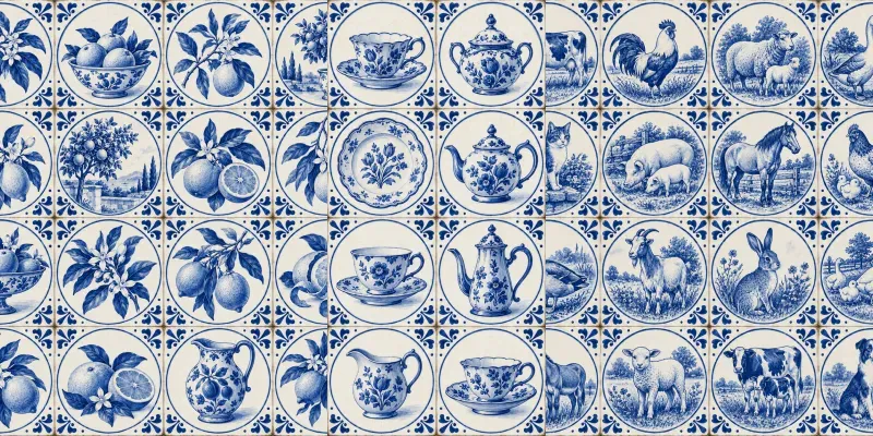 Delft Blue Tile Seamless Art