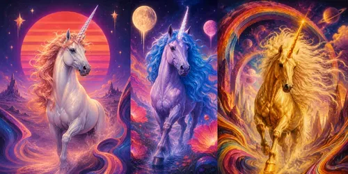 Retro Unicorn Psychedelic Posters generated by chatgpt-image