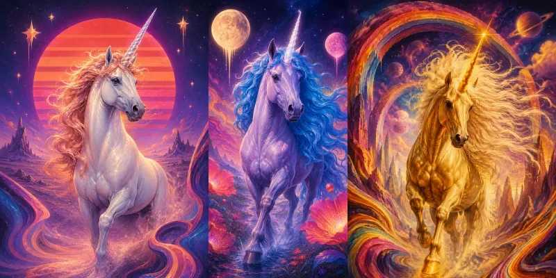 Retro Unicorn Psychedelic Posters generated by undefined