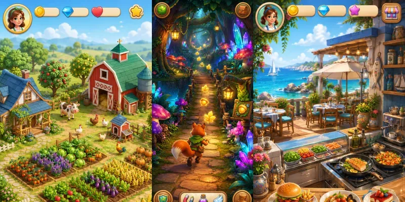Casual Mobile Game UIs generated by undefined