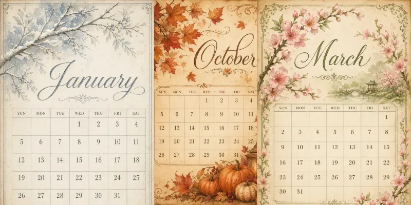 Vintage Watercolor Calendar Composers generated by undefined