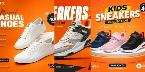 Modern Sports Shoe Banner Design Kits generated by chatgpt-image