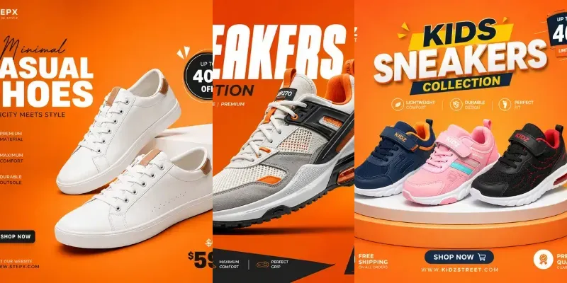 Modern Sports Shoe Banner Design Kits generated by undefined