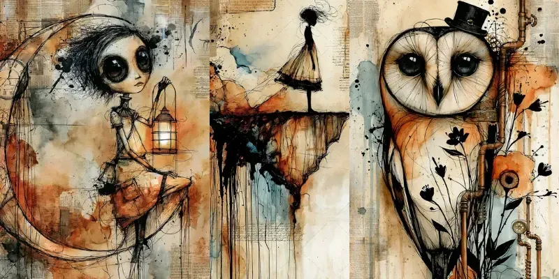 Dark Whimsical Surreal Journal Pages generated by undefined