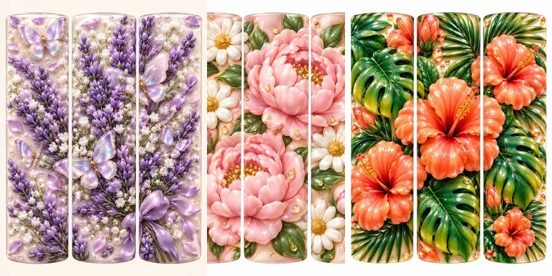 3D Inflated Floral Tumbler Wraps 20oz generated by undefined