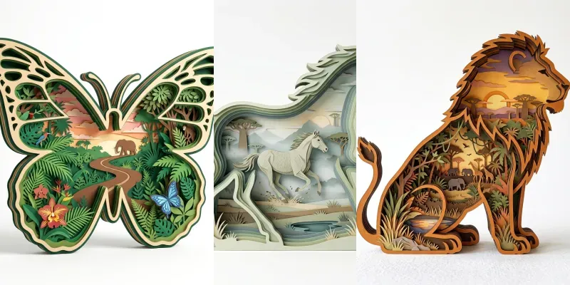Detailed Silhouette Diorama Artworks generated by undefined