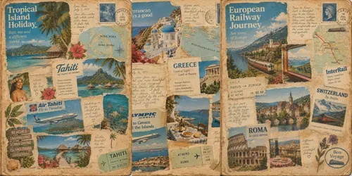 Retro Travel Magazine Junk Journal Pages generated by chatgpt-image