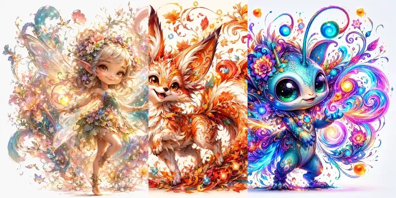 Whimsical Fantasy Character Explosions generated by undefined