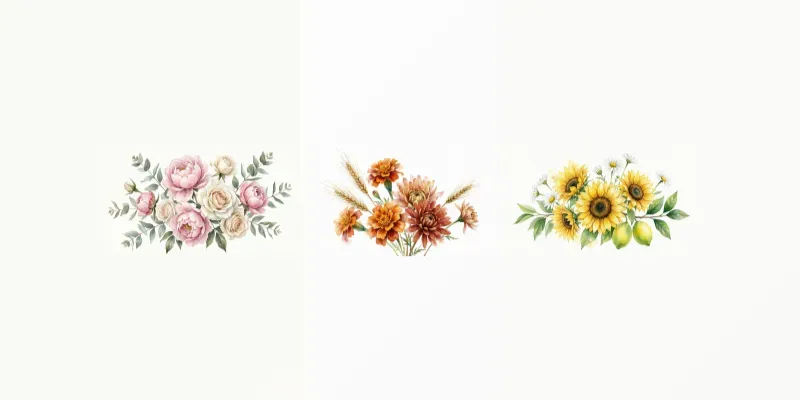 Elegant Watercolor Floral Cliparts generated by undefined