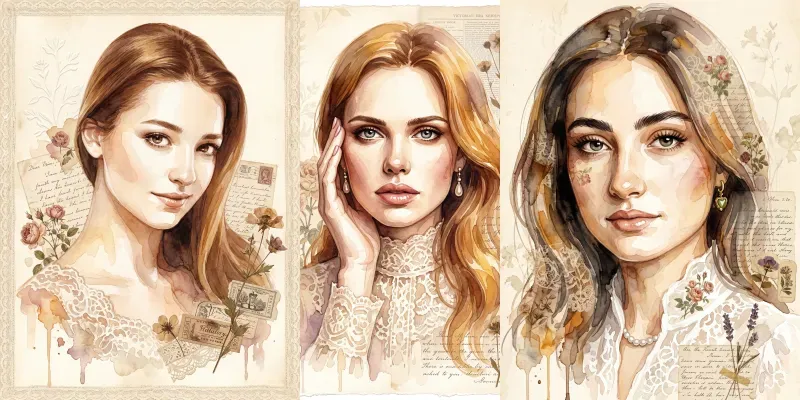 Vintage Watercolor Portrait Ais generated by undefined