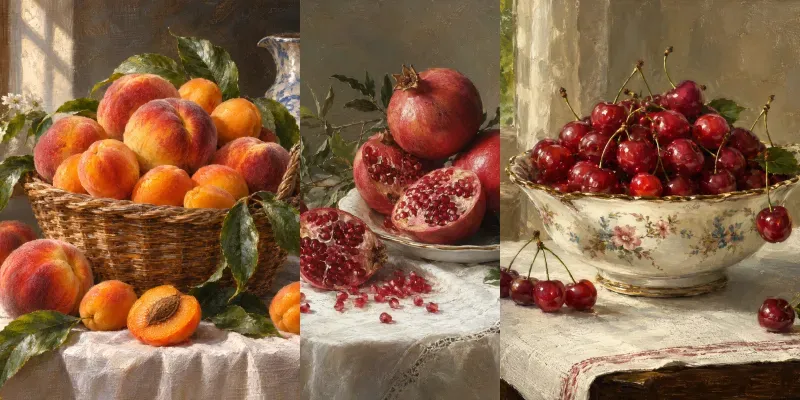 Oil Painted Fruit Still Lifes generated by undefined