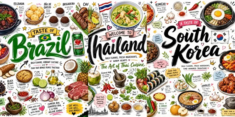 Global Street Food Doodles generated by undefined