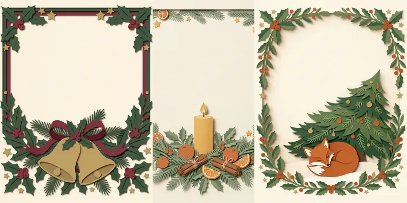 Layered Paper Cut Christmas Card Art