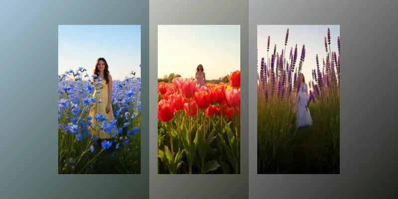 Cinematic Flower Field Women generated by undefined