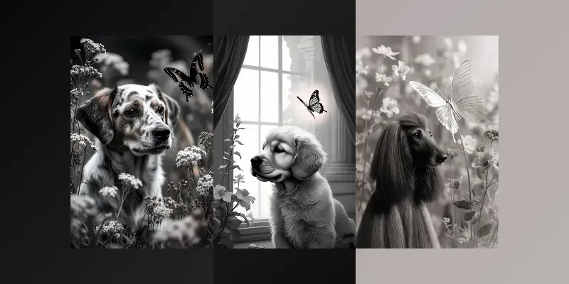 Elegant Dog Butterfly Dream Scenes generated by undefined
