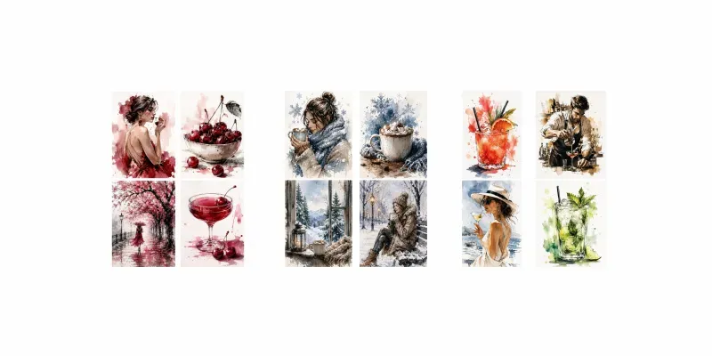 Editorial Ink Watercolors generated by undefined