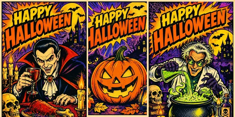 Pop Art Halloween Greeting Cards