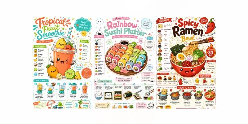 Cute Kawaii Recipe Posters generated by undefined