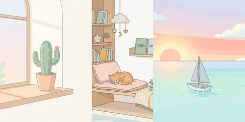 Minimalist Pastel Scene Illustrations generated by gemini-image